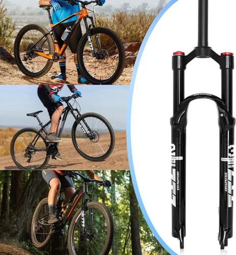 Miniatura 7 de 26/27.5/29 pulgadas MTB Dual Air Suspension Hork, 1 1/8 tubo recto, 4.724 in de viaje, QR 0.354 in × 3.937 in, bloqueo manual, horquilla delantera