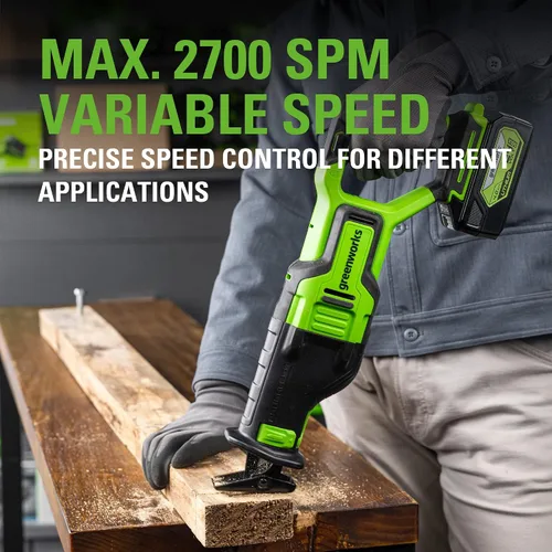 Miniatura 3 de Greenworks Sierra recíproca inalámbrica sin escobillas de 24 V (1-1/8") (2,700 SPM), solo herramienta