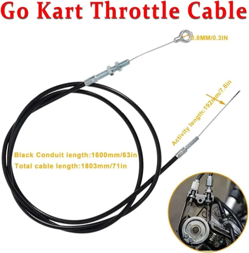 Miniatura 6 de Kit de pedales de freno y acelerador con cable de 71 pulgadas, resortes de retorno y volante de 10.630 in, se adapta a Road Rocket de 196 cc 6.5 HP