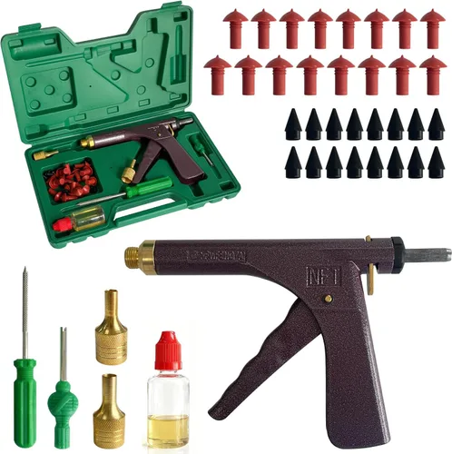 Kit de pistola de tapón de neumáticos, kit de reparación de neumáticos, kit de reparación de pinchazos de pistola de neumáticos sin cámara con 16