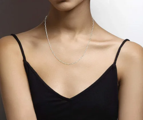 Miniatura 3 de Miabella Collar de cadena de eslabones de clip de plata de ley 925 maciza italiana de 0.098 in para mujeres y hombres, fabricado en Italia