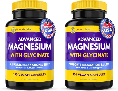 Miniatura 9 de InnovixLabs Cápsulas avanzadas de magnesio, 150 unidades, 210 mg, glicinato quelado y malato, alta absorción, promueve la relajación, los huesos