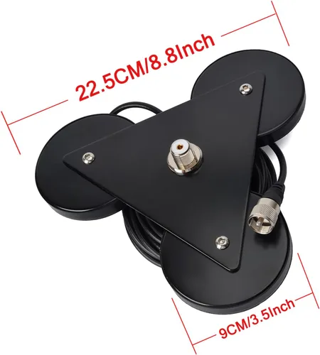 Miniatura 2 de Base de montaje de antena magnética SO239 resistente con imanes triples, con cable RG-58 de 16.4 ft (16.4 pies) PL-259 enchufe, para antena de radio