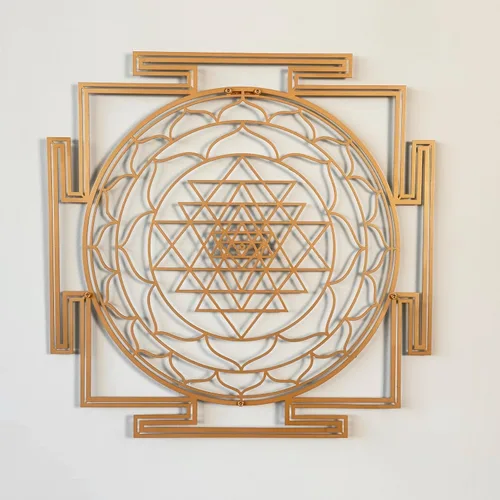 Miniatura 11 de Colorfull Worlds Sri Yantra - Arte de pared de metal, decoración de pared de chakras de geometría sagrada, meditación de inauguración de la casa