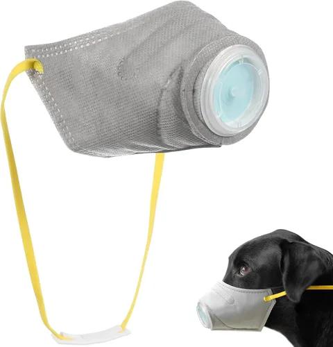 Miniatura 10 de Cubrebocas protector transpirable para perro, para polvo, 5 filtros, ajustable, cara de perro pequeño para contaminación al aire libre, bozal ligero