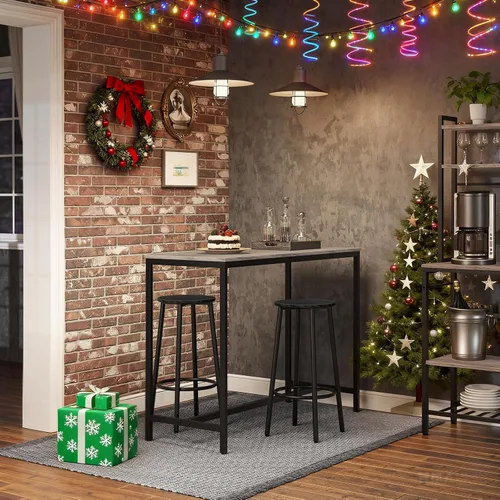 Miniatura 2 de HOOBRO Taburetes de bar, juego de 2 sillas de bar, taburetes altos redondos para cocina con reposapiés, taburetes de barra de desayuno, marco