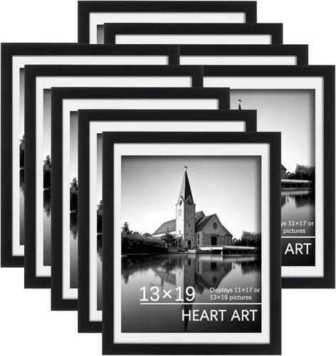 Miniatura 14 de HEART ART 8x8 Marco de fotos negro, juego de 9, muestra fotos de 4x4 con alfombrilla o 8 x 8 sin alfombrilla, múltiples marcos de fotos cuadrados
