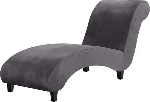 H.VERSAILTEX Funda de Terciopelo para Chaise Lounge, Funda de Chaise sin Brazos de Lujo para Sala de Estar, Lavable a Máquina, Gris