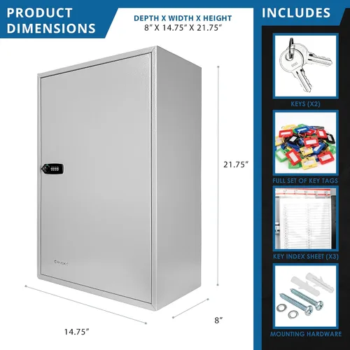 Miniatura 8 de BARSKA Caja ajustable de 300 llaves con cerradura de combinación, color gris