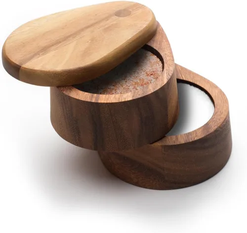 Ironwood Gourmet Caja de bodega giratoria de doble capa, madera de acacia