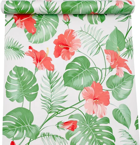 Miniatura 13 de Revestimiento de estante Red Canna autoadhesivo para aparador, cajón de papel, flores de renovación de muebles, 118 x 17.7 pulgadas