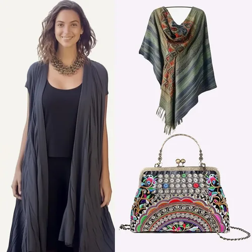 Miniatura 5 de Bolso floral con asa superior, bolso de noche Kiss Lock para mujer, bolso vintage