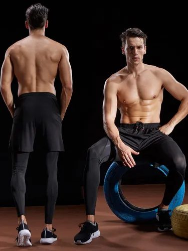 Miniatura 6 de NELEUS Pantalones cortos deportivos ligeros de entrenamiento con bolsillos para hombre