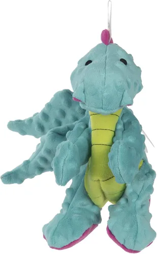 Miniatura 27 de goDog - Juguete de dragón de peluche chirriante para perro, tecnología Chew Guard, color azul claro, tamaño pequeño