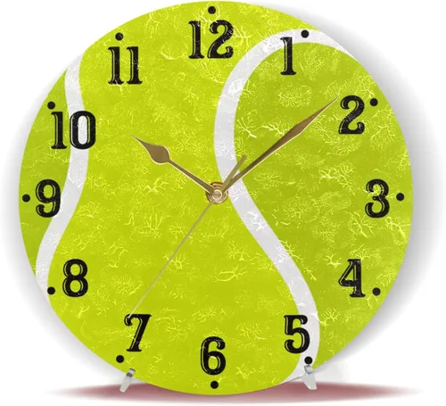 Miniatura 6 de Tarity Reloj de pared con pelota de tenis, funciona con pilas, silencioso, sin tictac, moderno, redondo, decoración para dormitorios, cocina, sala