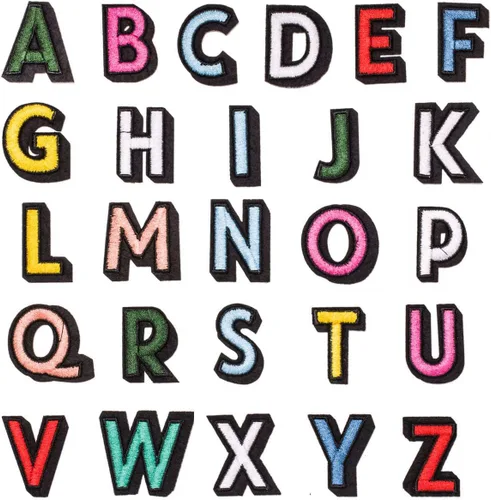 U-Sky Parches bordados para coser o planchar | Letras coloridas completas del alfabeto A-Z | Personalización para bricolaje | Ropa para niños,