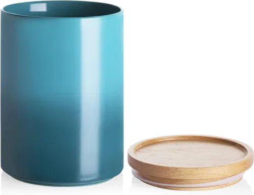 Miniatura 72 de Sweejar Kitchen Canisters - Tarro de cerámica para almacenamiento de alimentos, recipientes apilables con sello hermético y tapa de madera