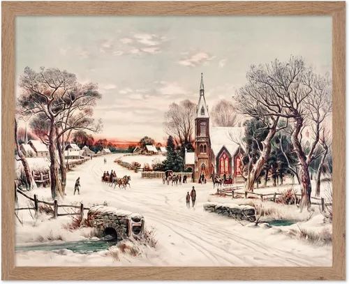Miniatura 44 de Poster Master Impresión de pintura vintage de árbol de Navidad, póster retro de vacaciones, arte de invierno, diseño abstracto melancólico de pared