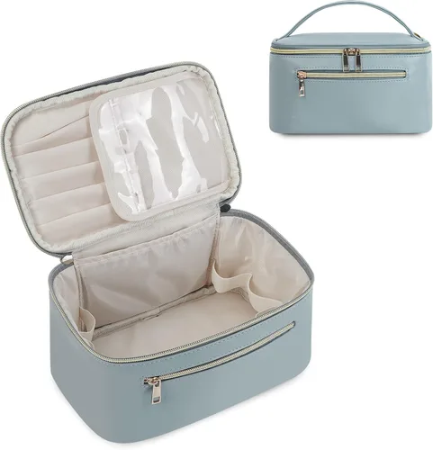 Miniatura 22 de Wandering Nature Bolsa de Maquillaje, Organizador de Maquillaje de Viaje, Estuche de Brochas Cosméticas para Mujeres en Cuero Vegano Ecológico, M