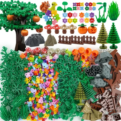 Miniatura 10 de BroTex Plantas Accesorios de Árbol Selva – Partes Botánicas Ladrillos Flor Hoja Bosque Flor Plantas Piezas Juego de Bloques de Construcción