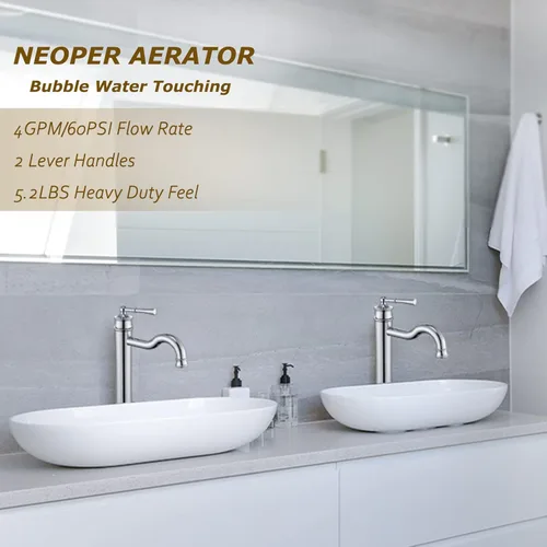 Miniatura 3 de Grifo para Lavabo de Recipiente Cromado Grifo Alto de Baño de Un Solo Agujero Montaje en Cubierta Ensamblaje de Desagüe Pop-up Sin Desbordamiento