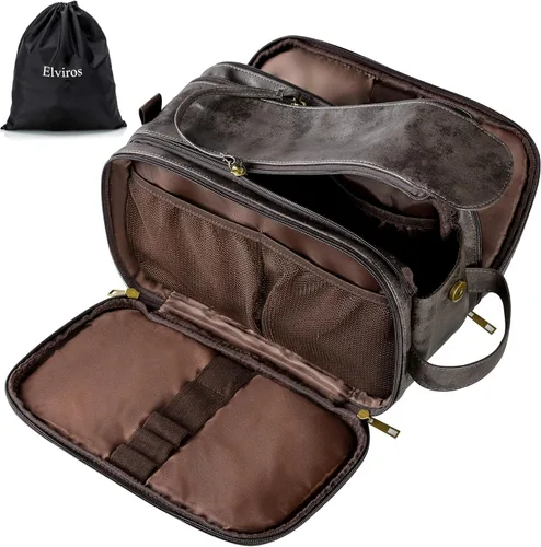 Miniatura 21 de Elviros - Bolsa de aseo de viaje para hombre, gran kit de afeitado Dopp resistente al agua, organizador de artículos de baño, bolsas cosméticas