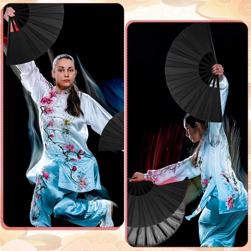 Miniatura 4 de 15 abanicos de mano plegables grandes para baile de línea, aplaudiendo, fanáticos rave, a granel para hombres y mujeres, bailando, chino, japonés