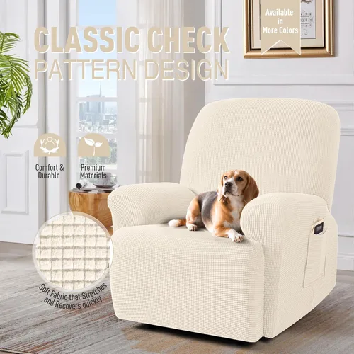 Miniatura 2 de TAOCOCO Funda reclinable de 4 piezas, funda elástica para sofá reclinable de 4 piezas, funda reclinable con 1 asiento, protector de sofá suave