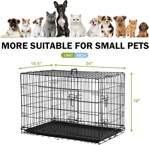 Miniatura 6 de Jaula negra para perros de 24 pulgadas, grande, XXL, plegable para perros grandes, jaulas de alambre de metal, jaula de segregación de animales