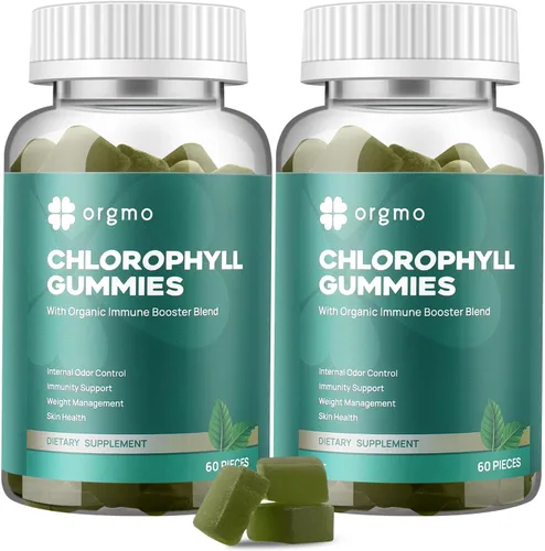 Gomitas de clorofila para olor corporal, sin azúcar, 120 unidades, suplemento desodorante interno para mujeres/hombres con ACV Chlorella Spirulina