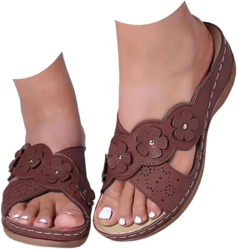 Miniatura 12 de Chanclas para mujer 2026, soporte de arco de flores, sandalias ortopédicas sin cordones con puntera abierta, bucle ajustable, sandalias de cuña