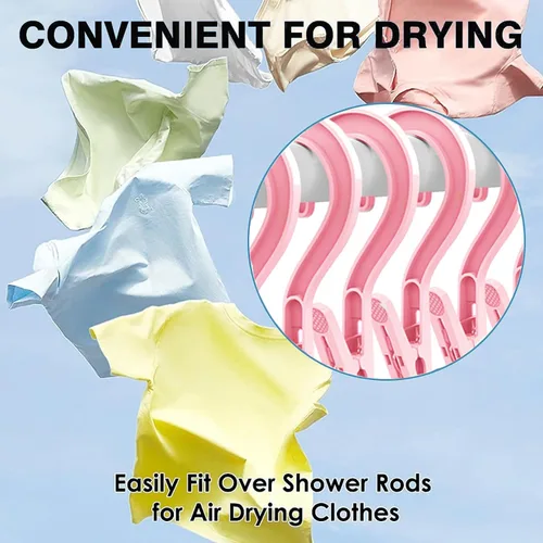 Miniatura 5 de 24 piezas de ganchos de lavandería de plástico, clips para colgar ropa, super resistentes, para baño, viaje, portátiles, rosa