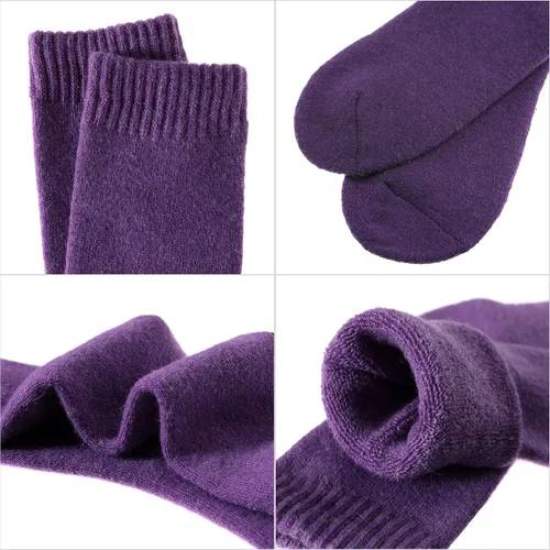 Miniatura 5 de MQELONG Calcetines deportivos de invierno para mujer, 5 pares, suaves, gruesos, cómodos, informales, de algodón, cálidos