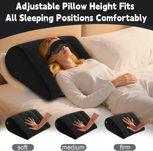 Miniatura 2 de TheClover Almohada inflable de cuña para dormir - Almohada de elevación de piernas con máscara para dormir, almohada de cuña de cama para acampar