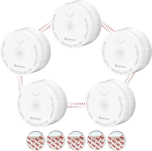 Miniatura 10 de Heiman Detectores de humo, alarmas de humo fotoeléctricas interconectadas inalámbricas que funcionan con baterías, certificado Ul 217 10º, mini