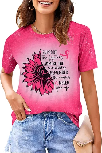 Miniatura 3 de Camisetas de cáncer de mama para mujer, camiseta de cinta rosa para concientización sobre el cáncer de mama, camiseta de apoyo al cáncer, camiseta