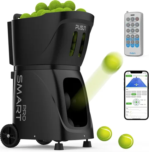 PT-Smart Pro - Máquina de pelotas de tenis, lanzador de pelotas de tenis de pádel con control de aplicación/control remoto/iWatch, capacidad de 115