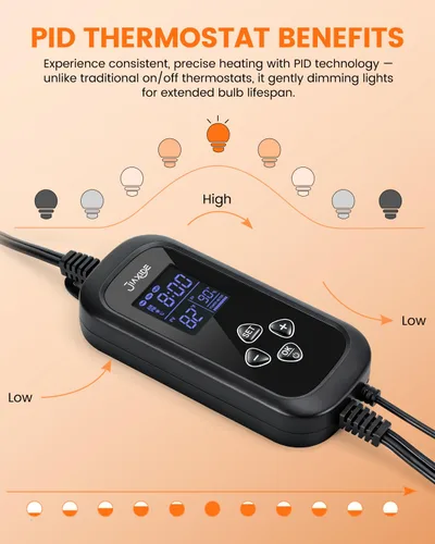 Miniatura 4 de Controlador de termostato de reptiles de 450 W, control de termostato de atenuación PID con temporizador de día/noche para lámparas de calor