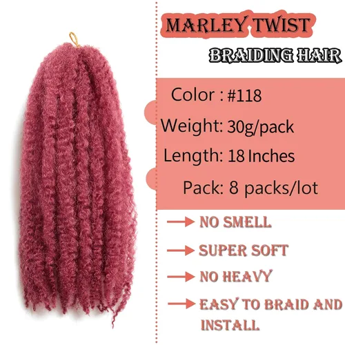 Miniatura 3 de Cabello trenzado Marley Twist de 18 pulgadas, extensiones sintéticas suaves, esponjosas y versátiles para estilos de aspecto natural, perfecto
