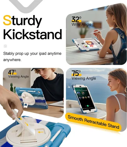 Miniatura 6 de BRAECN Funda para iPad de 9ª/8ª/7ª Generación, Funda Resistente a Prueba de Golpes con Protector de Pantalla, Soporte para Lápiz, Soporte para Tapa