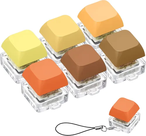 Miniatura 9 de Taiyin - 6 piezas de teclado, teclado clicker, llavero para la ansiedad con botón de descompresión, botón de clicker, juguetes para aliviar el Oscuro