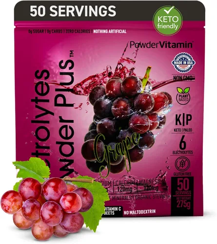 Miniatura 22 de Polvo de Electrolitos Plus (50 porciones), 0 calorías Keto, 0 azúcar, sin maltodextrina, 1000 mg de potasio, 120 mg de calcio, 120 mg de magnesio