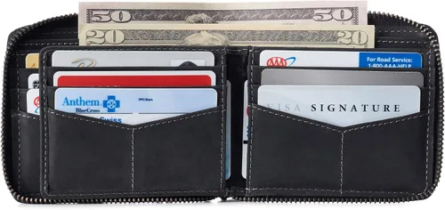Miniatura 3 de Alpine Swiss Logan - Cartera plegable con cremallera para hombres o mujeres, caja fuerte RFID, viene en una caja de regalo