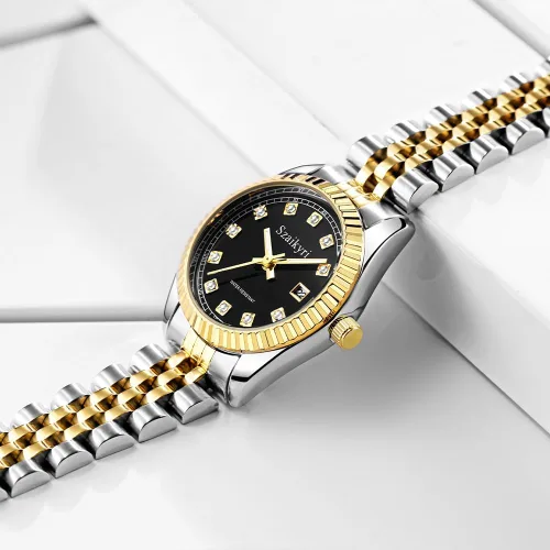 Miniatura 3 de Szaikyri Reloj clásico para mujer con banda de acero inoxidable sólido, reloj de vestir para mujer, reloj con calendario