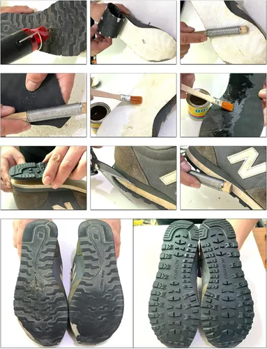 Miniatura 7 de Materiales de reparación de zapatos de goma antideslizantes, repuesto de suela completa, negro, 11.8 x 4.53 pulgadas, 0.2 pulgadas