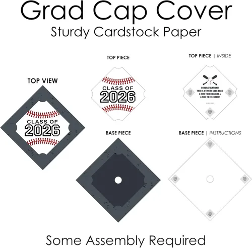 Miniatura 5 de Big Dot of Happiness Béisbol de graduación - Kit de decoración de gorra de graduación 2026 - Cubierta de gorra de graduación