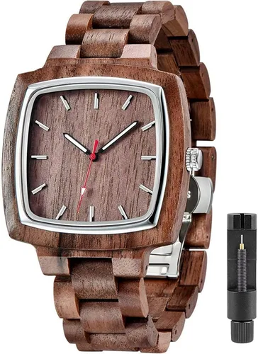 Tiong Brand Wooden Watches Mens with Handmade Colorful Bamboo Wood Watch Analog Date Quartz Wooden Watch for Men