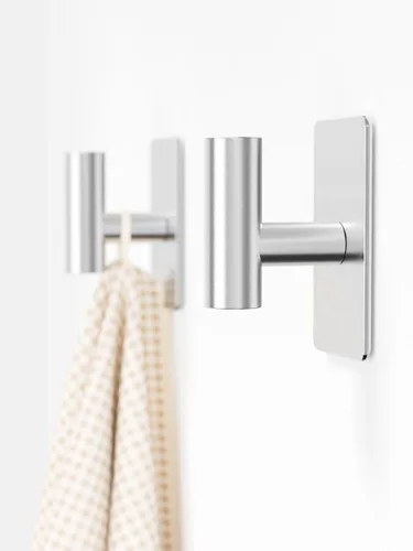Miniatura 10 de GWAAZXGZ Ganchos para toallas para baños, paquete de 4, acabado plateado cepillado, ganchos de pared adhesivos de acero inoxidable en forma de T
