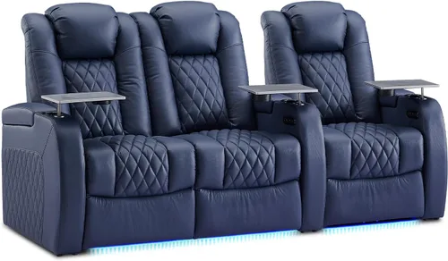 Miniatura 61 de Weilianda Asientos de Cine en Casa de Cuero de Grano Superior Silla Reclinable con Reposacabezas Eléctrico y Reclinación Asientos de Película Sofá