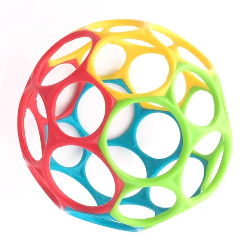 Bright Starts Oball Easy Grasp - Pelota clásica sin BPA, juguete infantil en rojo, amarillo, verde, azul, edad recién nacido y más, 4 pulgadas